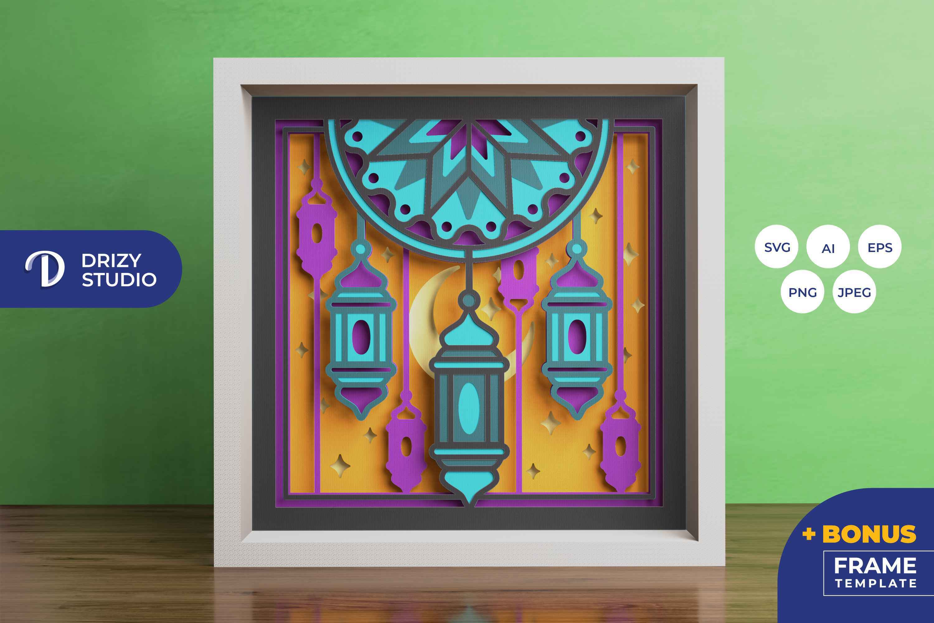 Blue Mosque 3D Shadow Box - Islamic Mosque 3D SVG | Drizy Craft