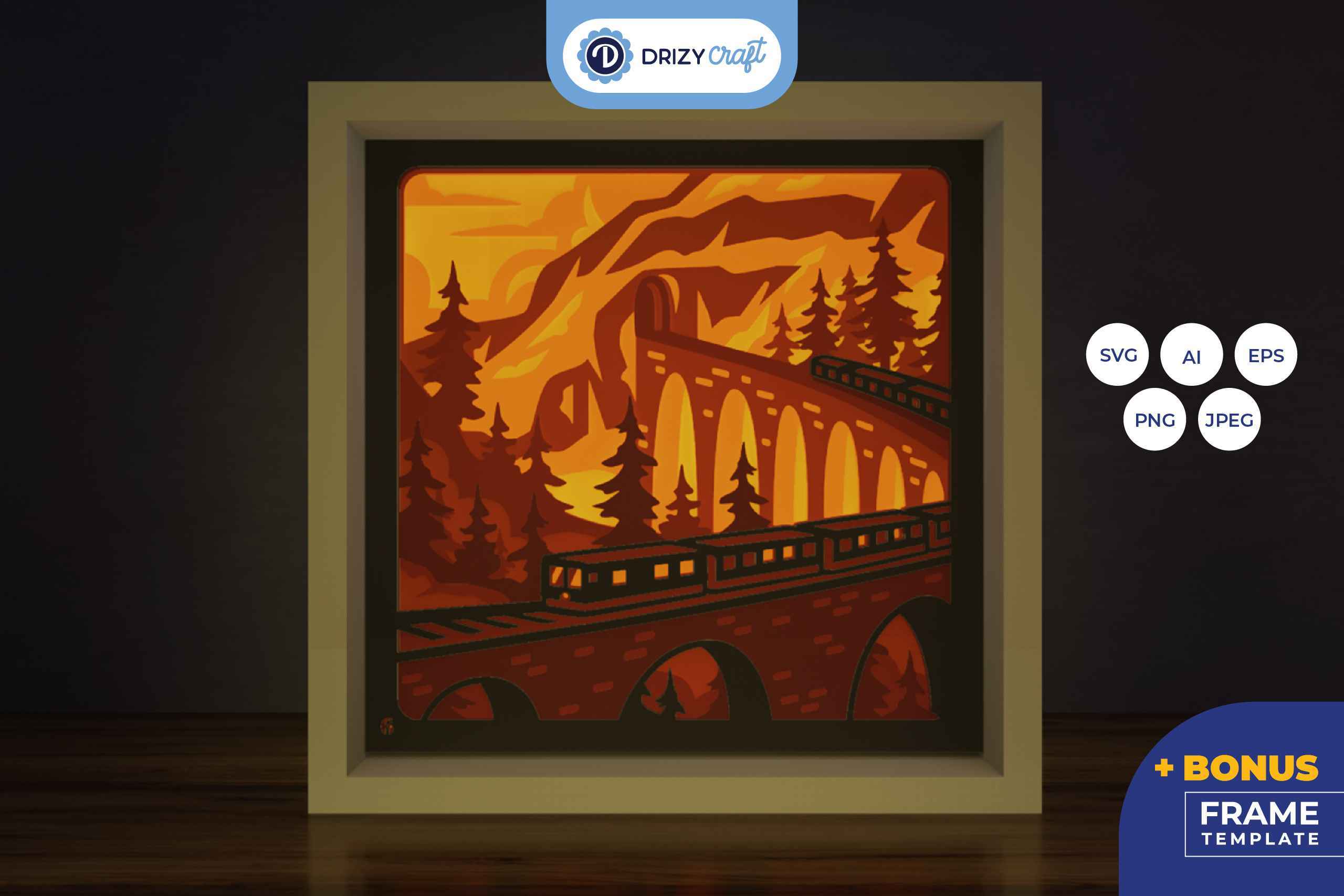 Trains on The Mountains 3D Layered Paper Cut - Train 3D SVG | Drizy Craft