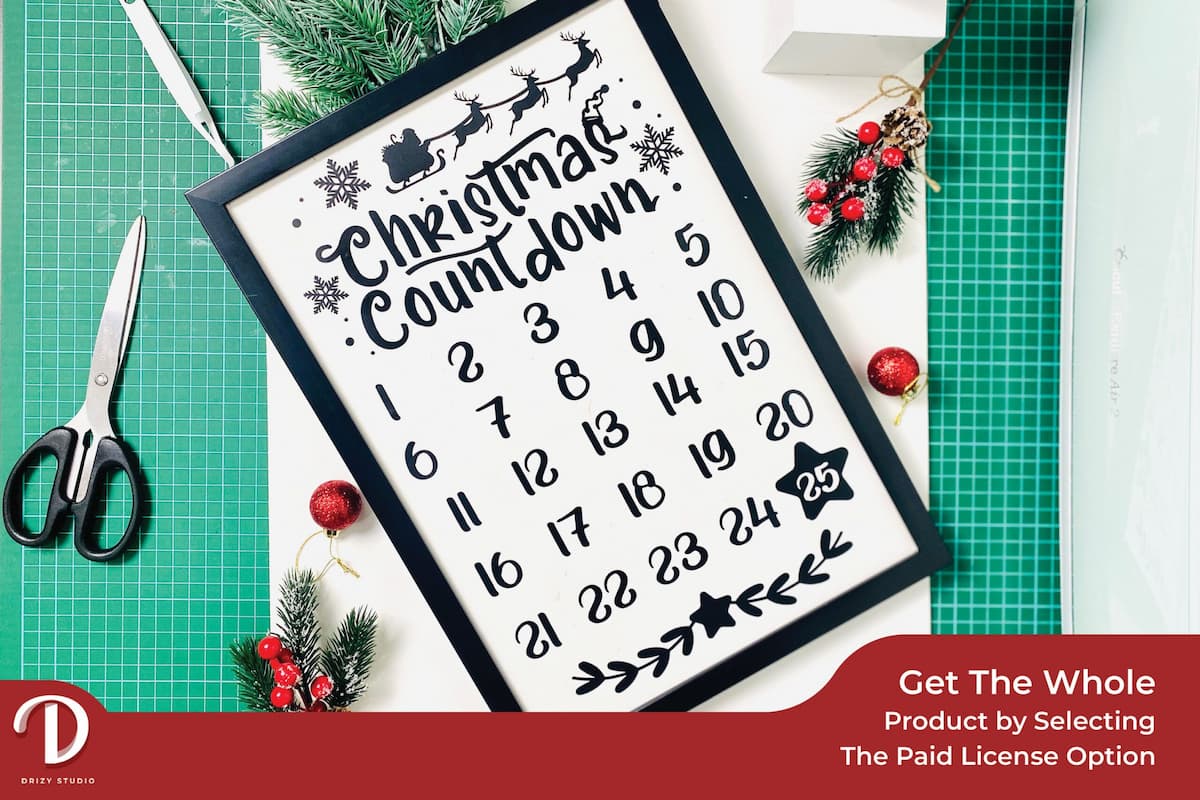 Christmas Countdown SVG Set of 6 Variations | Drizy Craft | Drizy Craft